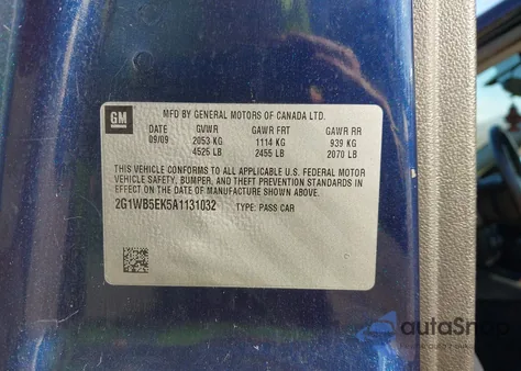 2010 Chevrolet Impala Lt z USA, uszkodzony, nr VIN 2G1WB5EK5A1131032